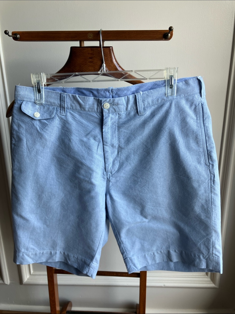 Ralph Lauren Light Blue Cotton-Blend Flat Front Shorts